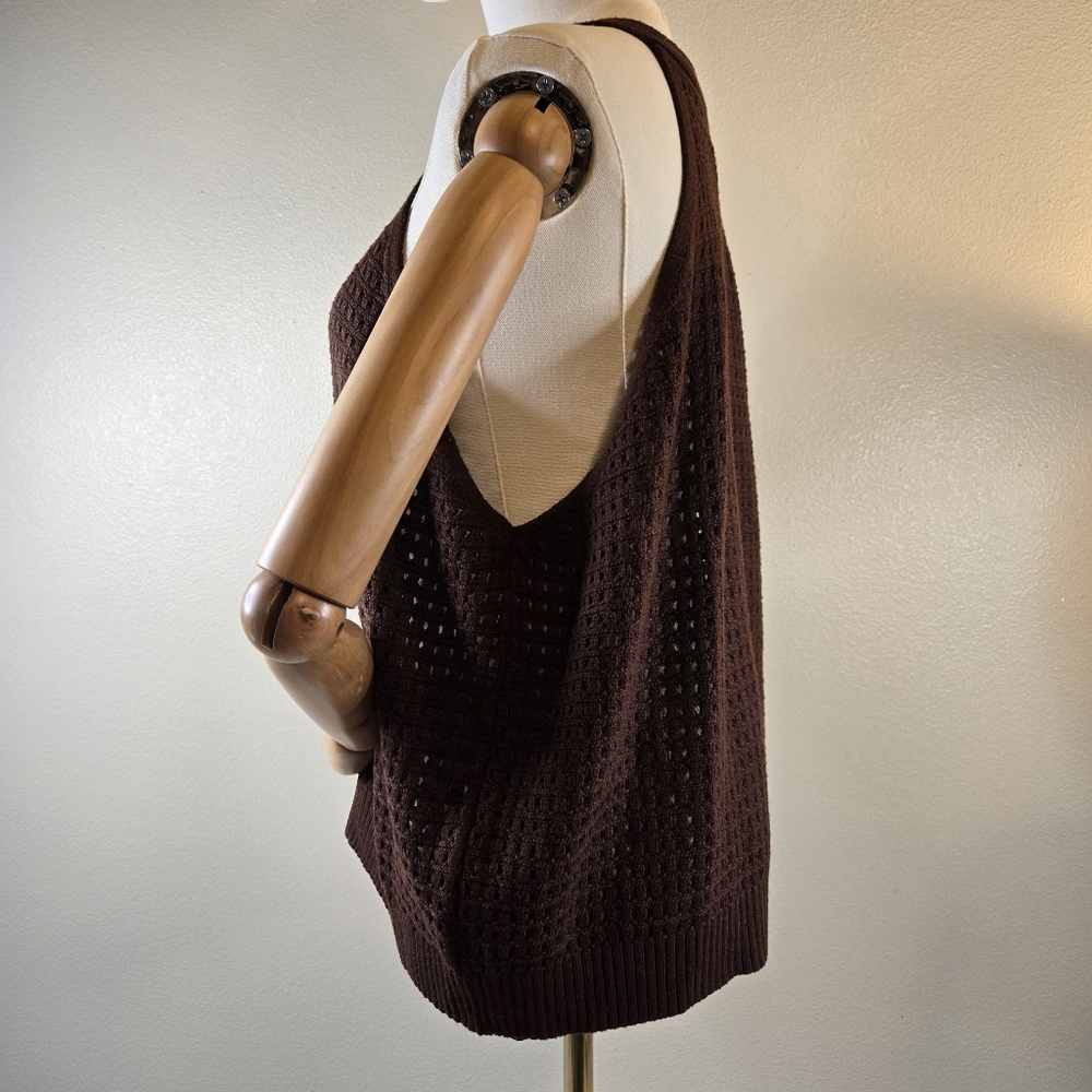 NWT A New Day Chocolate Open Knit Sleeveless Sweater XXL - Picture 4 of 13